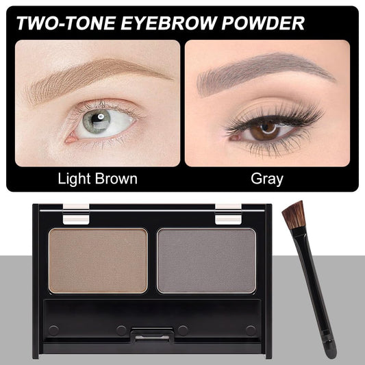 Eyebrow Powder Dark Light Brown Kit,Eye Brow Powder For Women With Brow Brush,Long-Lasting Waterproof Three Colors Brow Filler Get Full Defined Natural Brows,Eyebrow Powder Makeup