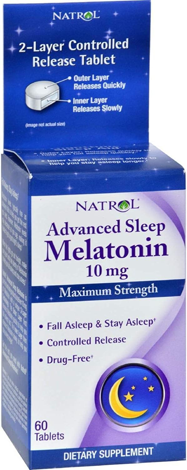 Natrol, Advanced Sleep Maximum Strength 10 mg Tablets, Melatonin, 60 Count