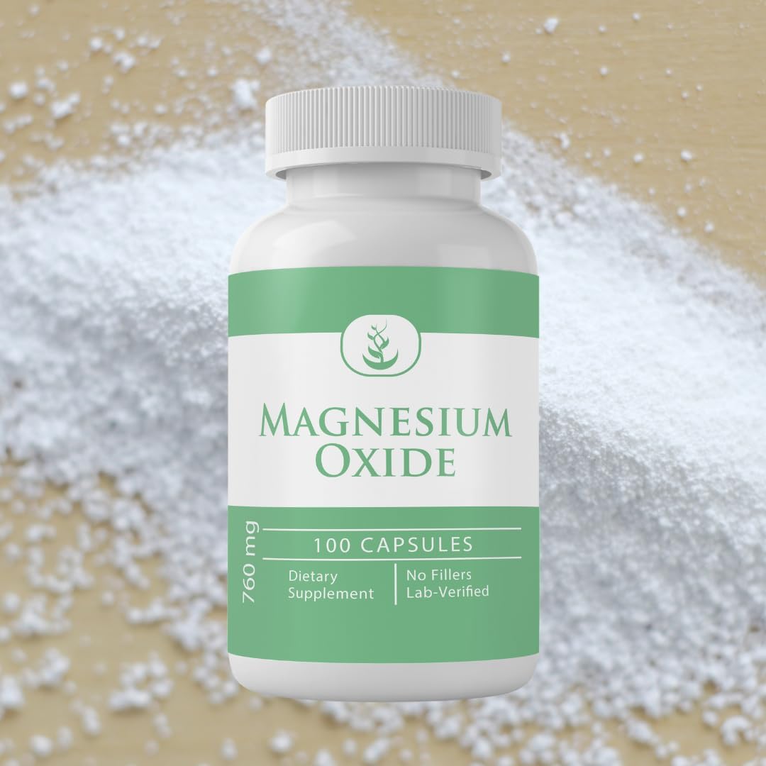 Pure Original Ingredients Magnesium Oxide, Always Pure, No Additives Or Fillers, Lab Verified (100 Capsules) : Health & Household