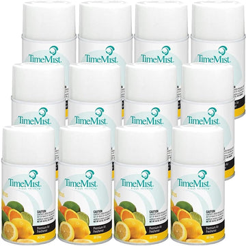 TimeMist Premium Metered Air Freshener Refills - Citrus - 7.1 oz (Case of 12) - 1042781 - Lasts Up To 30 Days and Neutralizes Tough Odors