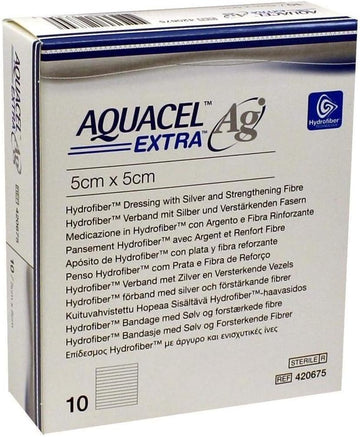 Aquacel Silver A G+ EXTRA Wound Dressings 5 cm x 5 cm x10