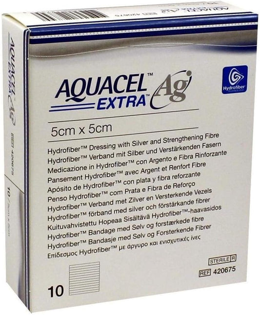 Aquacel Silver A G+ EXTRA Wound Dressings 5 cm x 5 cm x10