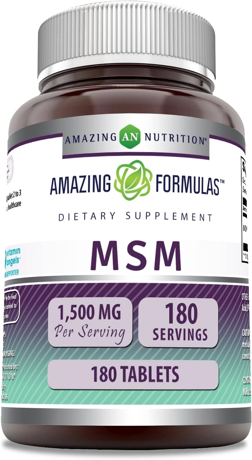 Amazing Formulas MSM 1500mg 180 Tablets Supplement | Non-GMO | Gluten Free | Made in USA