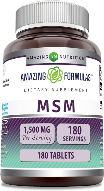 Amazing Formulas Msm 1500Mg 180 Tablets Supplement | Non-Gmo | Gluten Free | Made In Usa