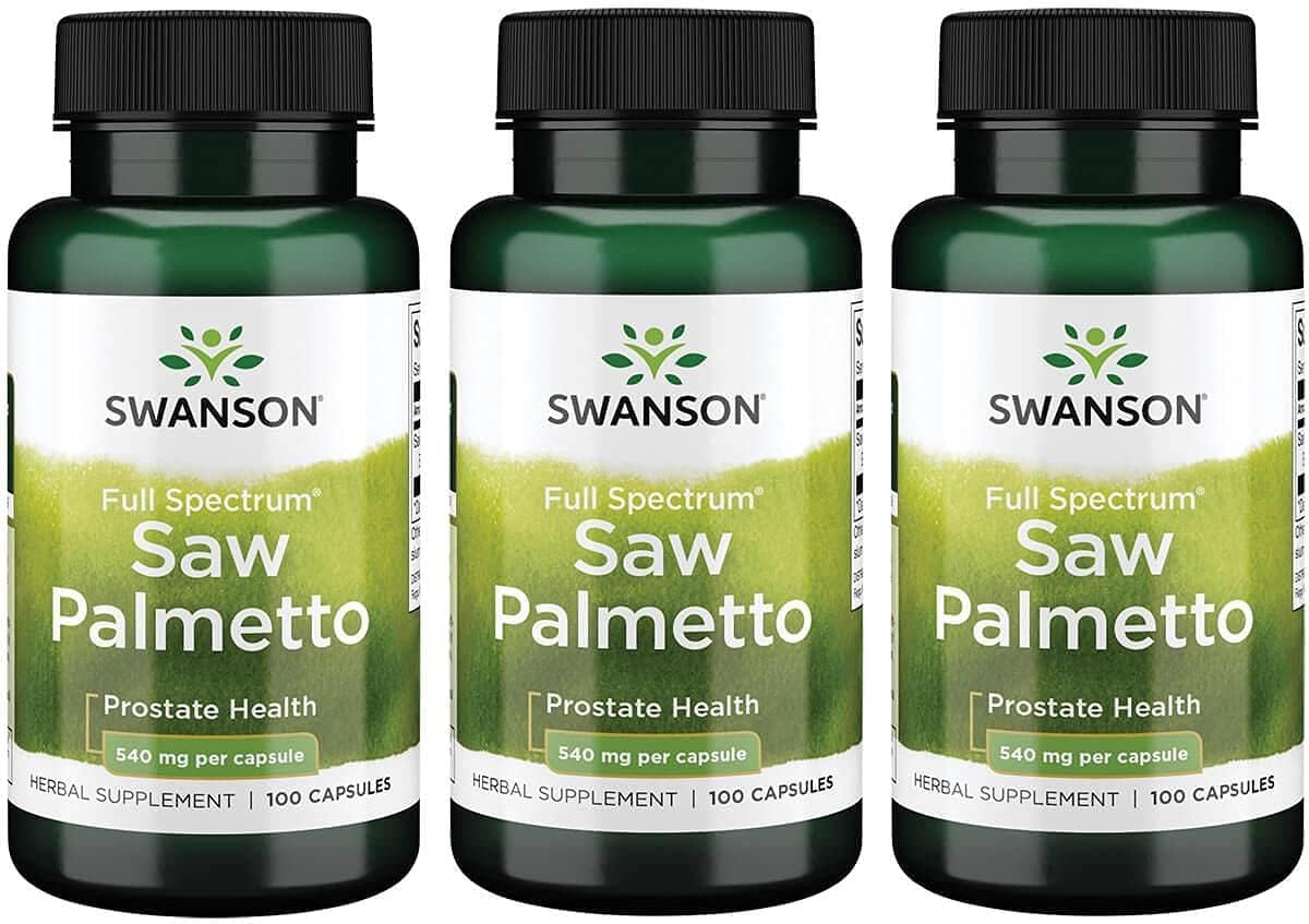 Swanson Saw Palmetto - Herbal Supplement Promoting Male Prostate Health Support - Natural Hair Supplement & Urinary Health Support - 540 Mg 100 Capsules (3 Pack)