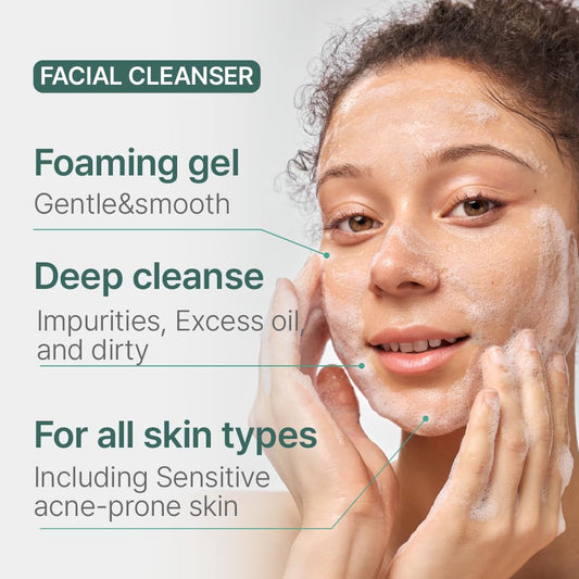 Illiyoon Gentle Deep Facial Cleanser | Low Ph Gel-To-Foam Face Wash For Sensitive Skin, Hydrating Gel Cleanser & Daily Makeup Remover, Korean Skincare, 8.45 Fl.Oz