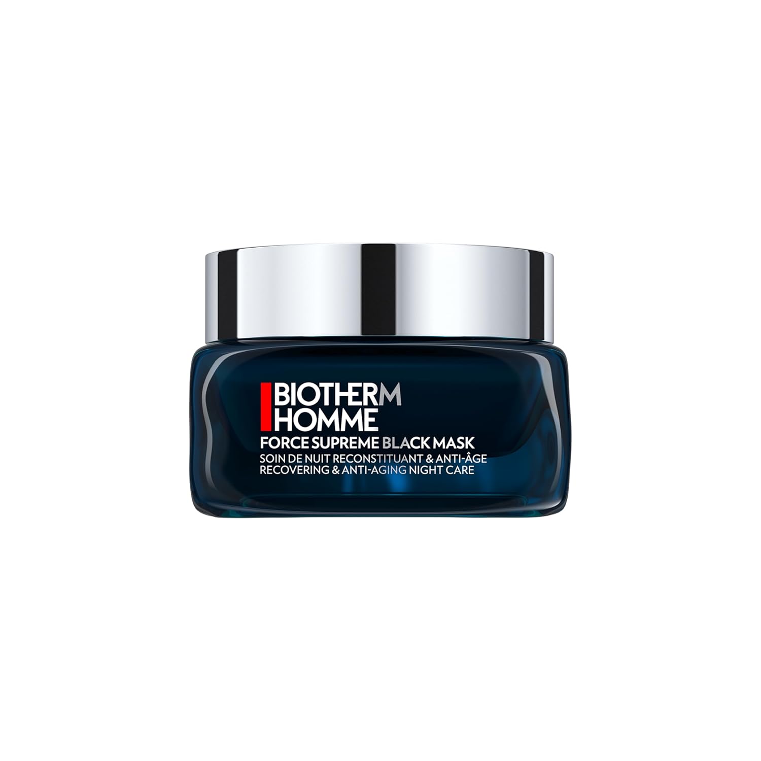 Biotherm Homme Force Supreme Black Mask, Recovering & Anti-Aging Night Mask For Men With Dark Cultivated Algae And Blue Algae, Plumps And Energizes The Skin, Smoothes Wrinkles Overnight, 1.7 Fl. Oz
