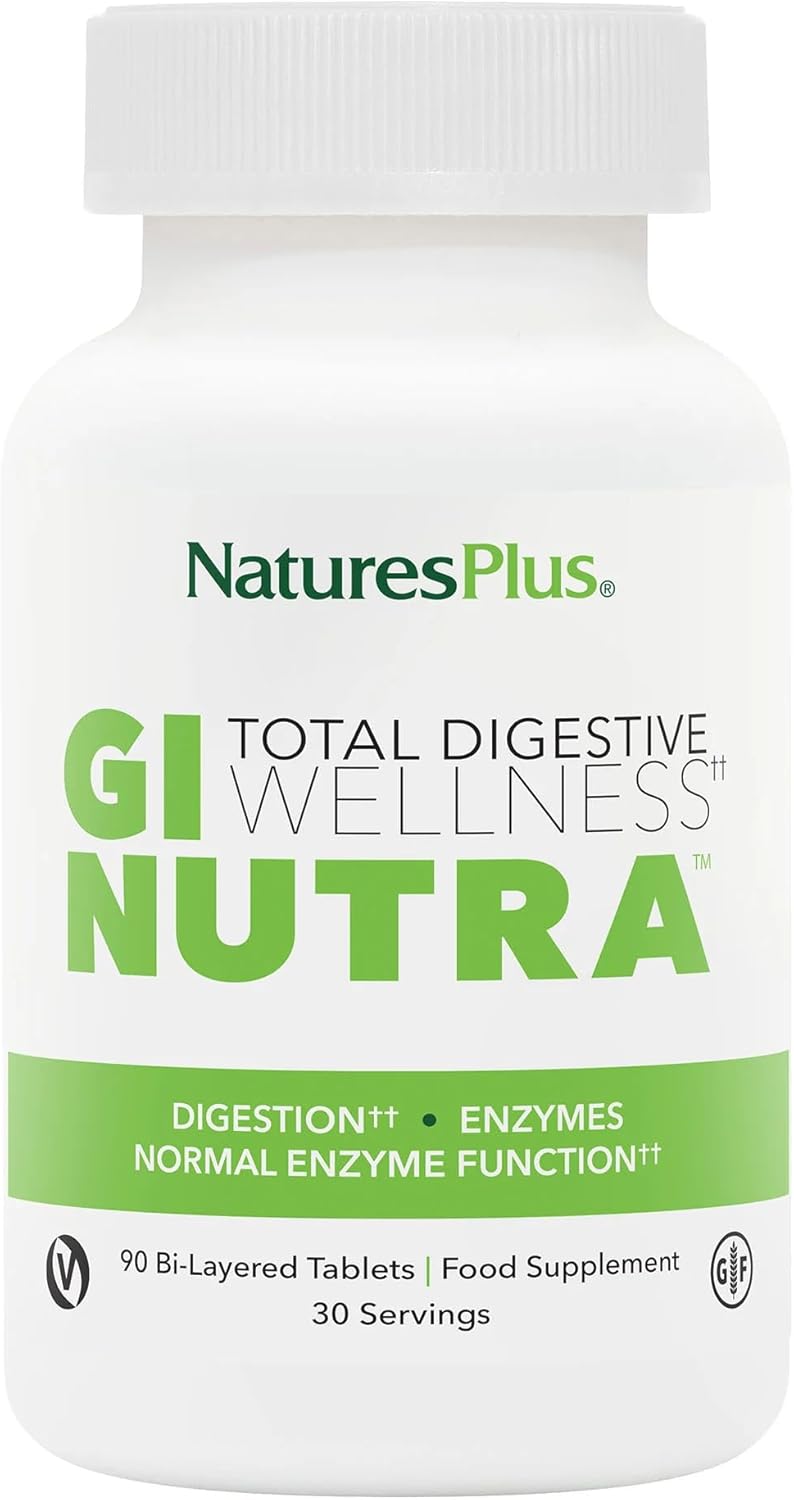Naturesplus Gi Nutra Total Digestive Wellness - Probiotics Supplement With Prebiotics, Digestive Enzymes, Calcium, Glutamine Powder - Gut Health, Vegan, Gluten Free - 174G Powder