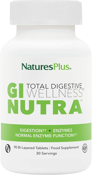 Naturesplus Gi Nutra Total Digestive Wellness - Probiotics Supplement With Prebiotics, Digestive Enzymes, Calcium, Glutamine Powder - Gut Health, Vegan, Gluten Free - 174G Powder
