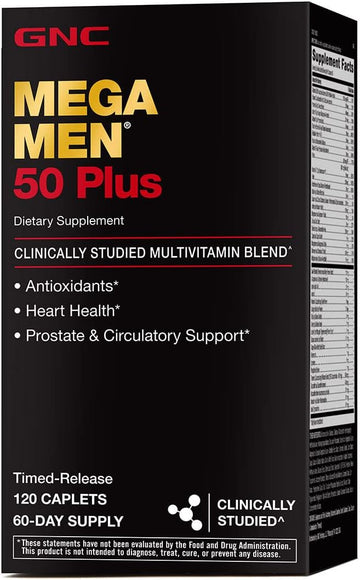 Gnc Mega Men 50 Plus Multivitamin | Antioxidants | Heart Health | Prostate And Circulatory Support | 120 Count