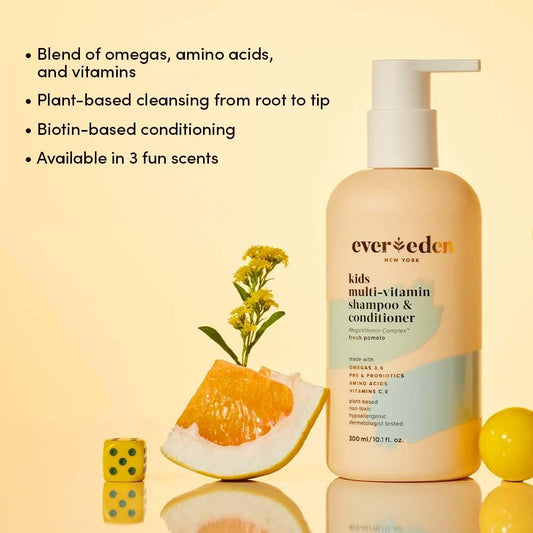 Evereden Kids Shampoo And Conditioner 2 In 1: Fresh Pomelo, 10.1 Fl Oz. | Plant-Based And Gentle Kids Skin Care | Non-Toxic And Clean Ingredients