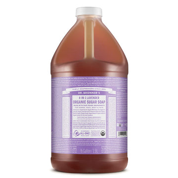Dr. Bronner’s - Organic Sugar Soap (Lavender, 64 Ounce) - Made with Organic Oils, Sugar and Shikakai Powder, 4-in-1 Uses: Hands, Body, Face and Hair, Cleanses, Moisturizes & Nourishes, Vegan