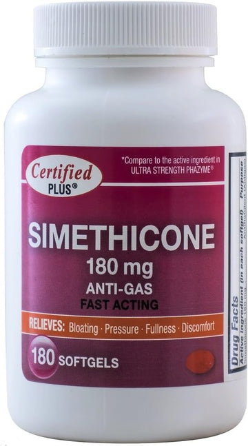 Simethicone 180 Mg 180 Softgels Anti-Gas Generic For Phazyme Ultra Strength Fast Relief Of Stomach Gas And Bloating