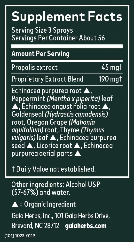 Gaia Herbs Ech/Gold/PRP Throat Spray 1  , Liq Extract