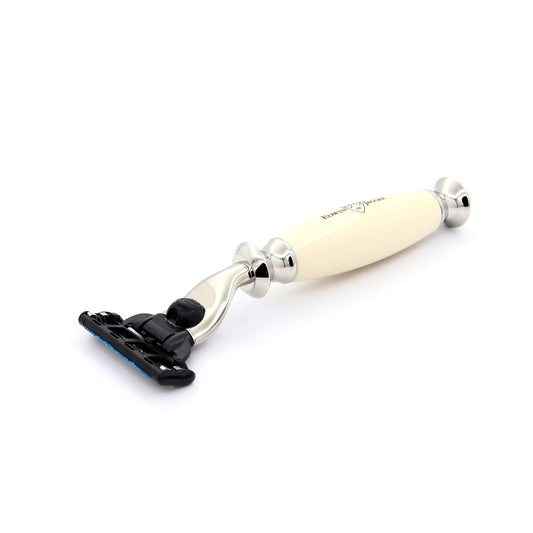 Edwin Jagger Imitation Ivory Gillette Mach 3 Razor, With Nickel Plated Collar