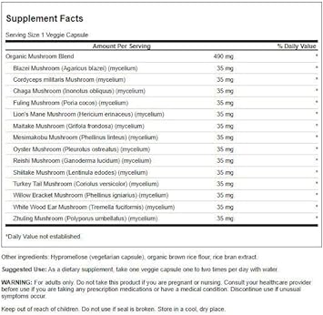 Swanson Full Spectrum 14 Mushroom Complex 60 Veg Capsules