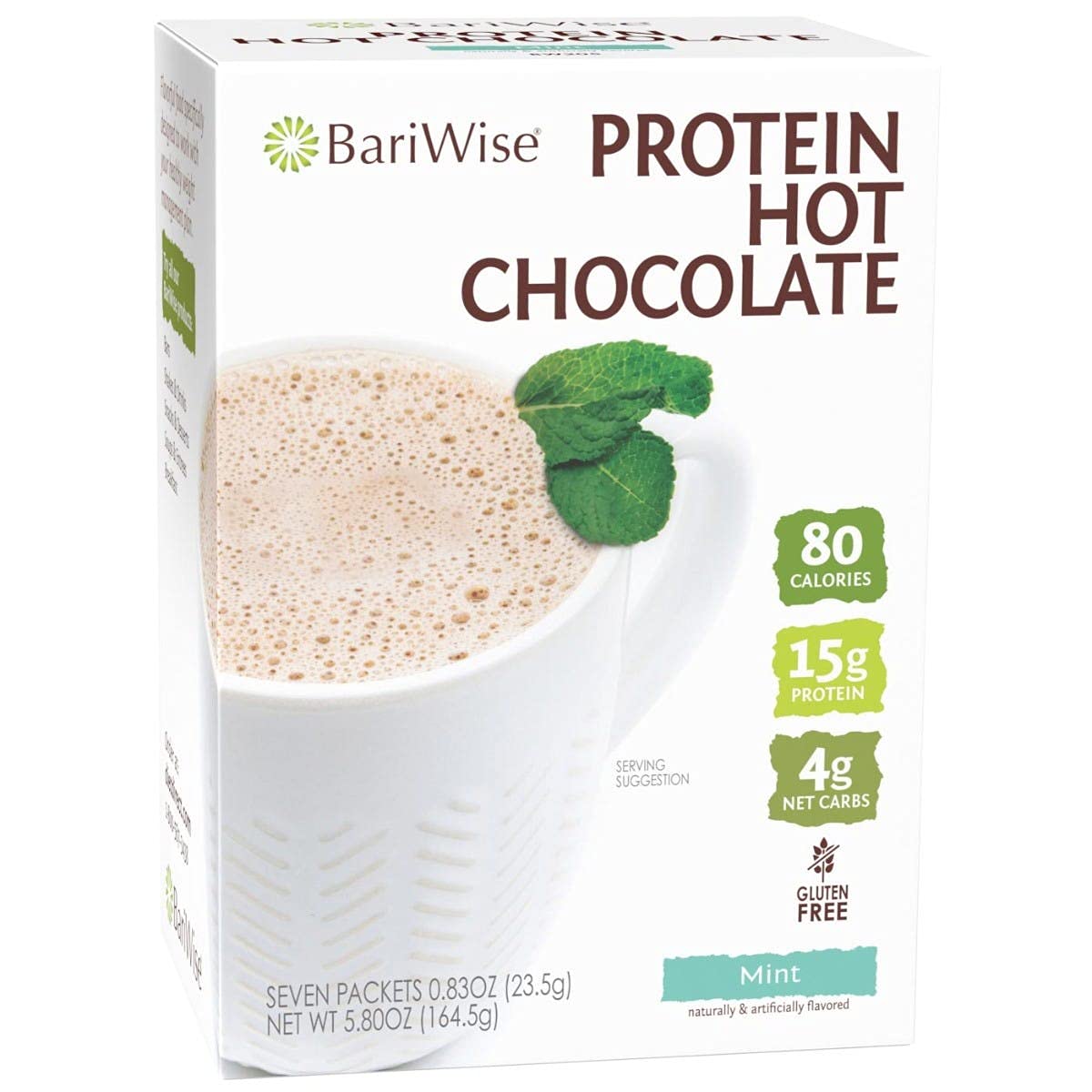 Bariwise Protein Mint Hot Chocolate, Hot Cocoa, Low Sugar, Low Carb, Keto Friendly & Gluten Free (7Ct)