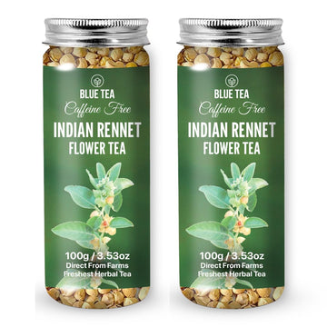 Blue Tea - Indian Rennet (Paneer Dodhi) Flower Tea Loose Leaf - 7.06 Oz - Pack Of 2 | Flower Based | Herbal Tea - Caffeine Free - 100% Natural - No Preservatives - Non-Gmo | Pet- Jar Packaging