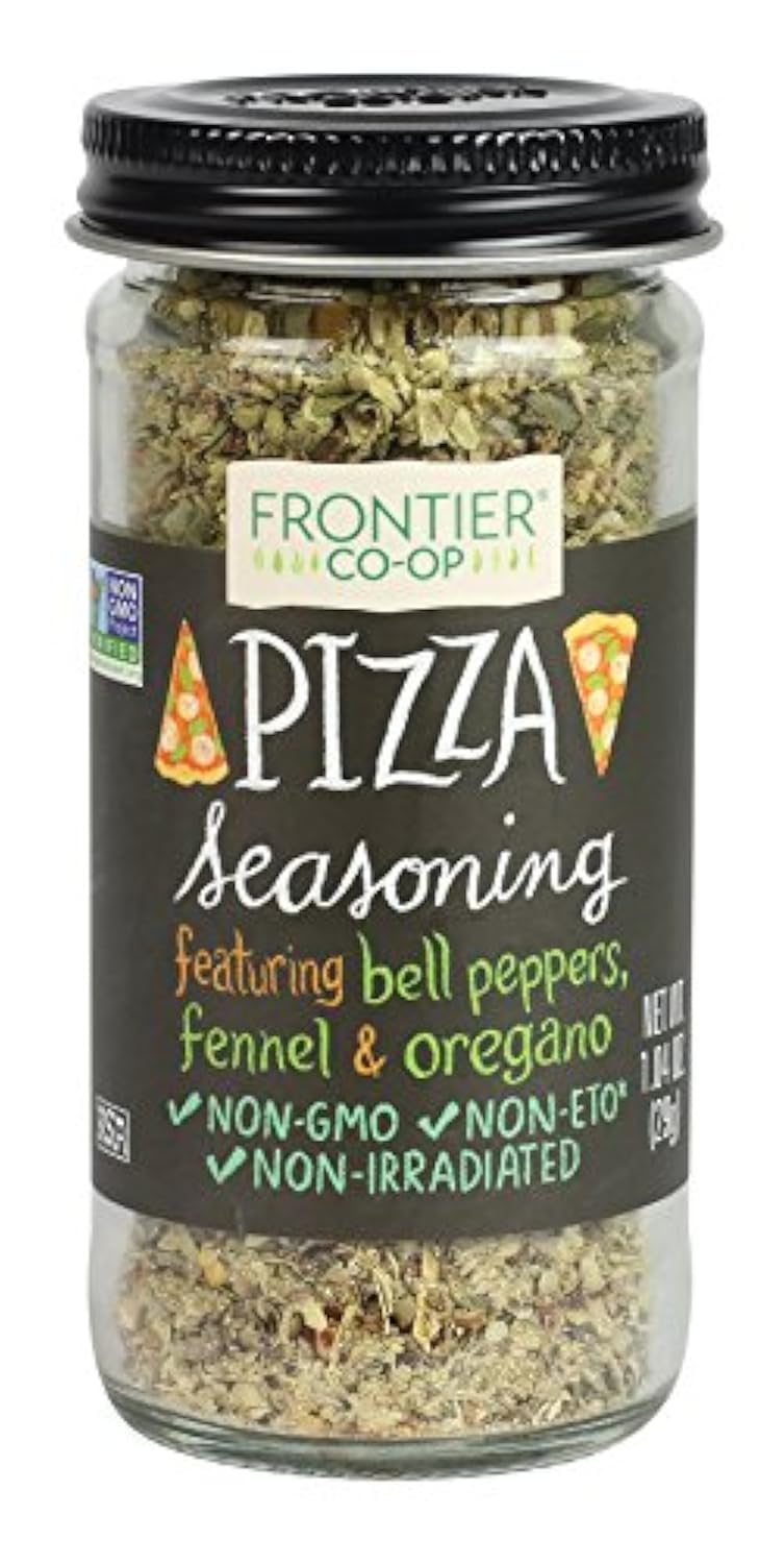 Frontier Co-Op Pizza Seasoning, 1.04-Ounce Jar, Featuring Bell Pepper, Fennel Seed & Oregano, Great On Pasta And Salads