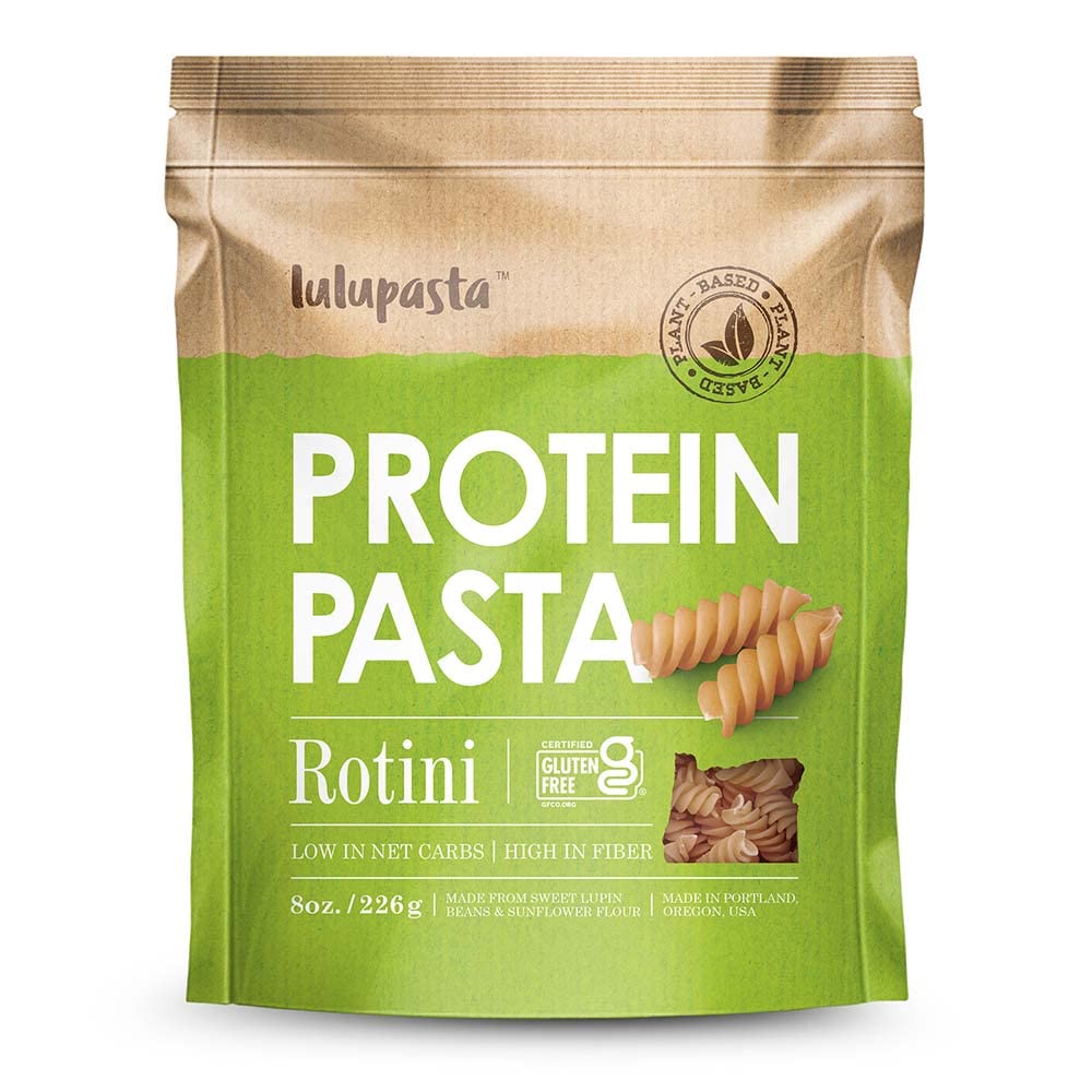 High Protein Pasta, 19G, Made With Lupin Flour & Sunflower Flour, 4G Net Carb, Gluten Free, Keto Pasta, Low Carb Pasta, Lupin Pasta By Lulupasta (Rotini, 1 Pack)