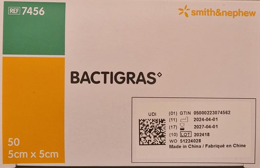 Bactigras 7456 Dressings, 5 cm x 5 cm (Pack of 50)