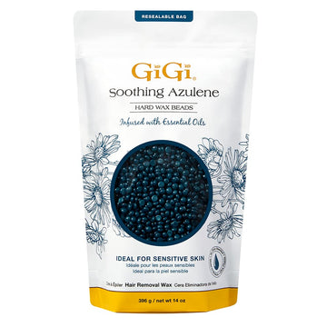 Gigi Hard Wax Beads, Soothing Azulene Hair Removal Wax For Sensitive Skin, 14 Oz