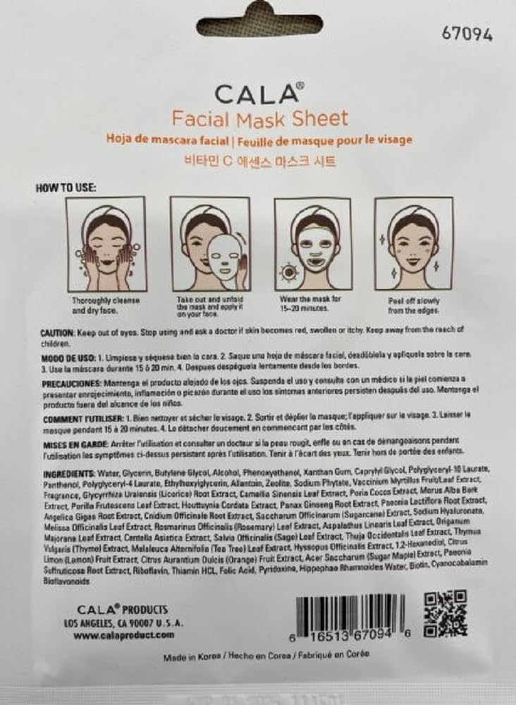 Cala Vitamin C Collagen Essence Mask 1 Sheet : Beauty & Personal Care