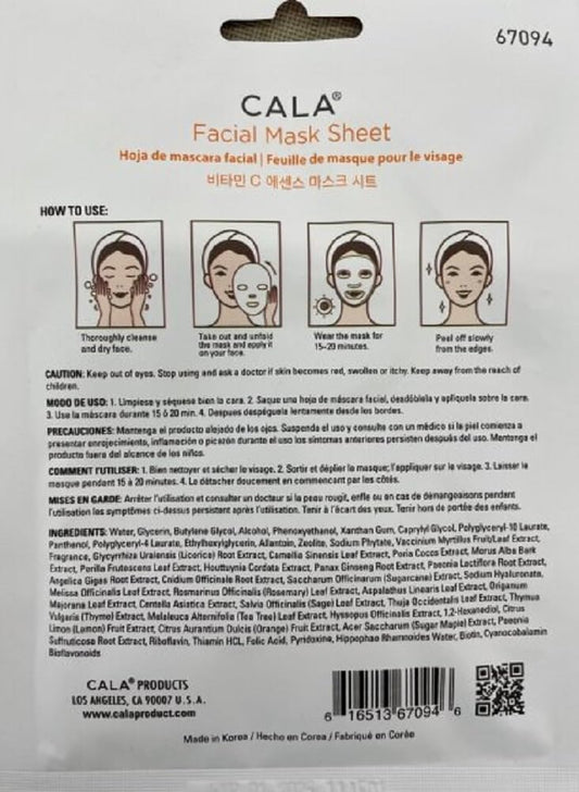 Cala Vitamin C Collagen Essence Mask 1 Sheet : Beauty & Personal Care