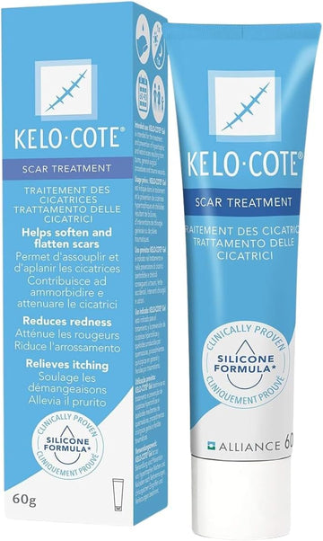 Kelo-Cote Silicone Scar Gel For Surgical Scars, Raised, Bulging Scars Such As Hypertrophic Scars And Keloids, Burns, Injuries, Cesarean Sections, 60G