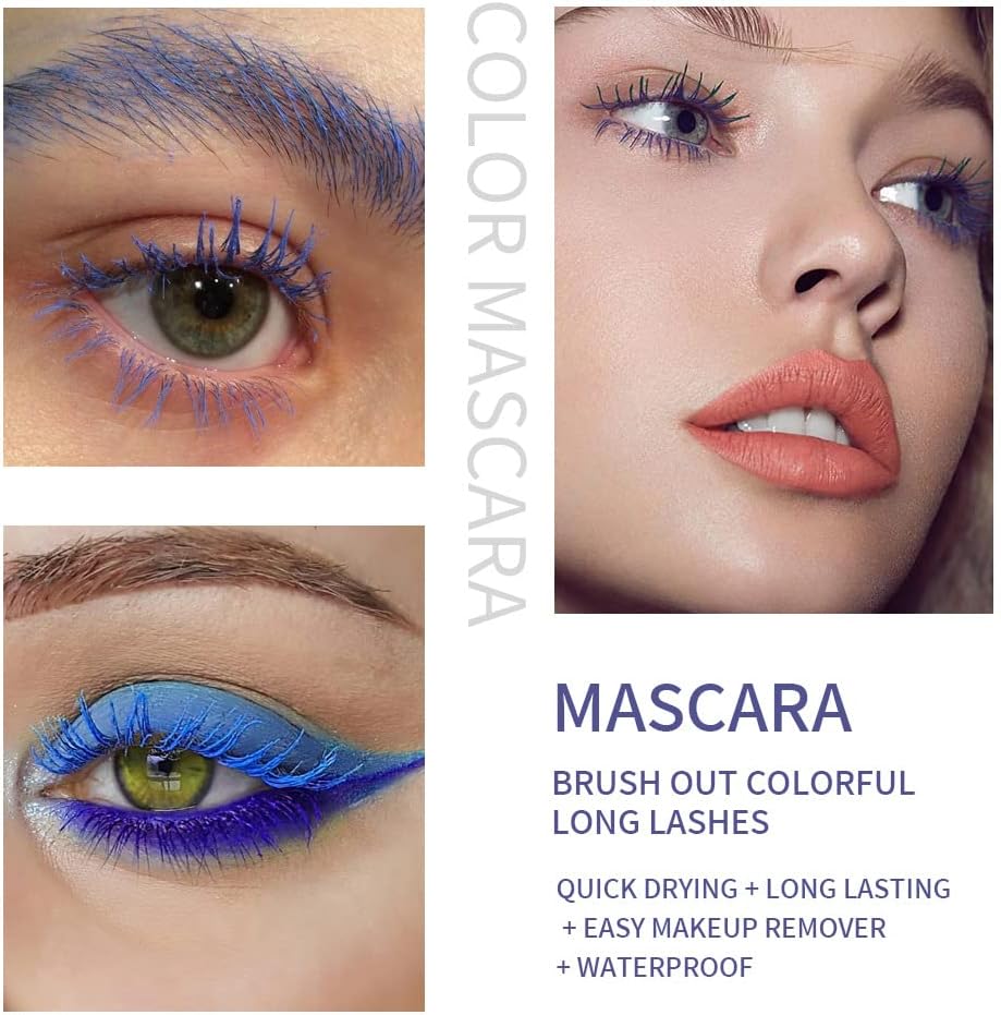 Julystar Colorful Mascara Primer Waterproof, Anti Sweat, Non Dizzy, Dyeing, Long Curling, Thick White Eye Black (07#)
