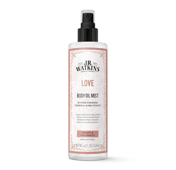 J.R. Watkins Love Body Oil Mist, Hydrates Skin And Boosts Stimulation, Natural Peony & Patchouli, 4.8 Oz