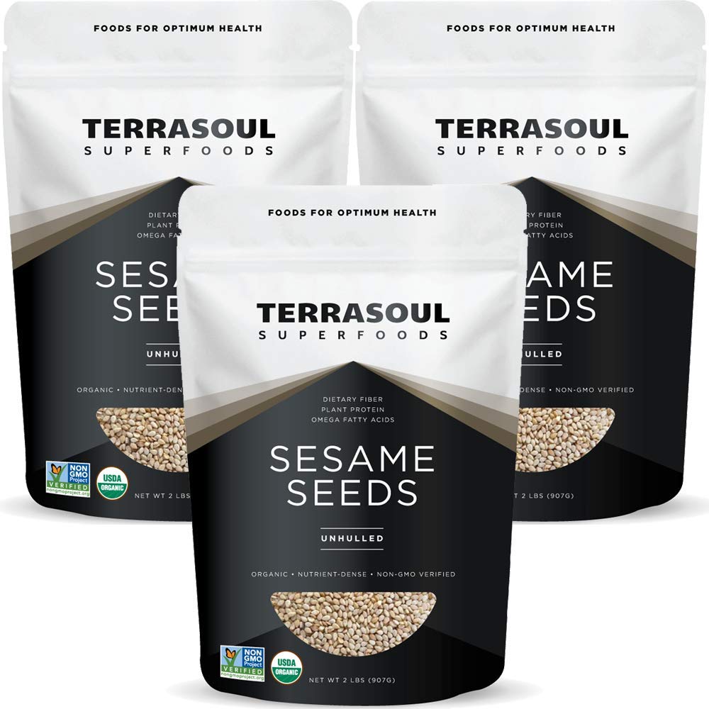 Terrasoul Superfoods Organic Unhulled Sesame Seeds, 6 Lbs (3 Pack) - Gluten Free, Raw, Keto Friendly