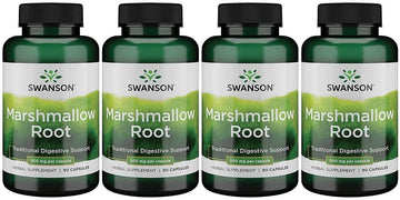 Swanson Marshmallow Root Healthy Supports Respiratory Function Digestive Support 500 Milligrams 90 Capsules (4 Pack)