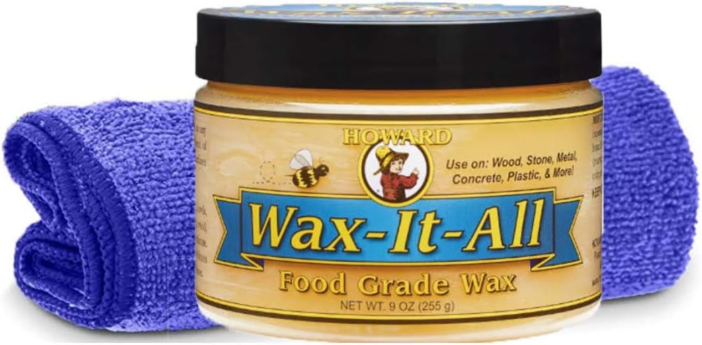 Howard Wax-It-All Food Grade Wax and Cloth Bundle