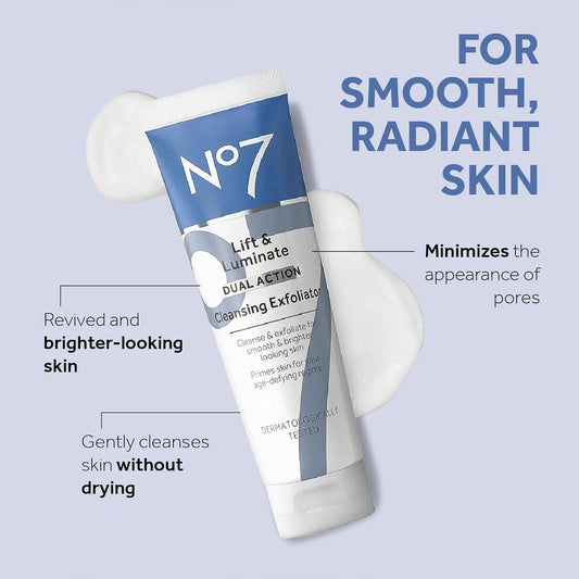 No7 Lift & Luminate Dual Action Cleansing Exfoliator 3.3Fl Oz