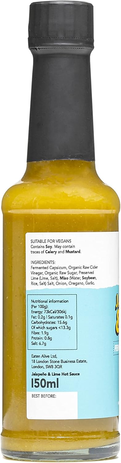 Eaten Alive - Jalapeño & Lime Fermented Hot Sauce (150Ml) Vegan & Made In The Uk - Award Winning