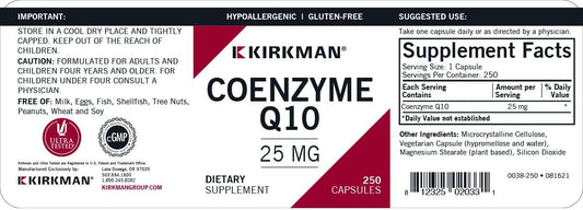 Kirkman Coenzyme Q10-25 Mg - 250 Capsules