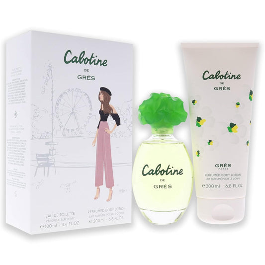 Gres Cabotine 2 Piece Gift-Set Eau De Toilette Spray For Women, 3.4 Ounce And Body Lotion 6.7 Ounce