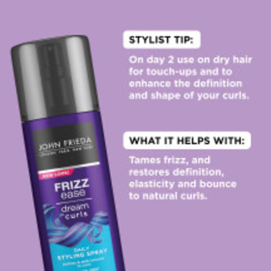 John Frieda Anti Frizz, Frizz Ease Dream Curls Daily Styling Spray For Curly Hair, Revitalizes Natural Curls, 2-6.7 Oz