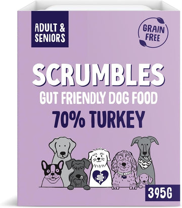 Scrumbles Natural Wet Dog Food, Grain Free Recipe with 70% Turkey and Slippery Elm, 7x 395g?WDT7