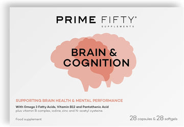 Prime Fifty Brain & Cognition Supplements – 28 Day Supply – Brain Energy & Focus Supplement With Omega 3 Fatty Acids & Vitamin B12 – Omega 3 Capsules