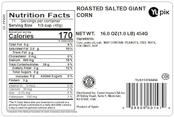 Yupik Roasted Salted Giant Corn Nuts, 1 lb, Pack of 1