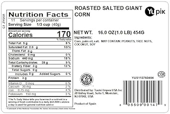 Yupik Roasted Salted Giant Corn Nuts, 1 Lb, Pack Of 1