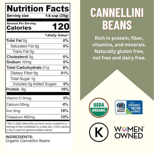 Mountain High Organics, Certified Organic Cannellini Beans, 1lb Bag
