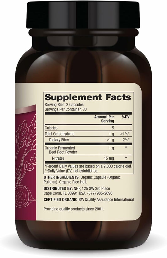 Dr. Mercola Organic Fermented Beets - Nitric Oxide Support - Usda Organic, Non-Gmo, Gluten-Free & Soy-Free - 60 Capsules