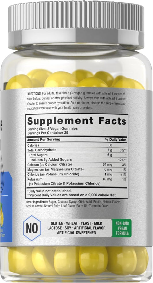 Electrolyte Hydration Gummies | 75 Count | Vegan | Natural Lemon Flavo