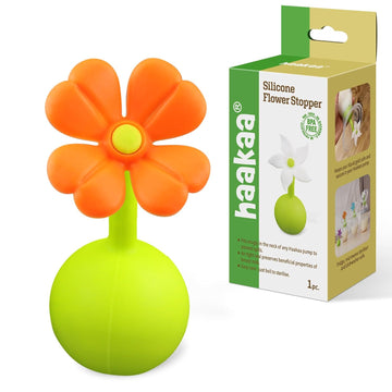 haakaa Flower Stopper Breastpump Stopper Manual Breast Pump Silicone Flower Stopper 100% Food Grade Silicone BPA PVC and Phthalate Free 1 pc, Orange