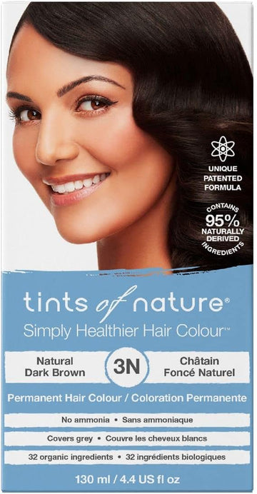 Tints Of Nature 3N Natural Dark Brown Permanent Hair Dye, Nourishes Hair And Covers Greys, Ammonia-Free, 130Ml