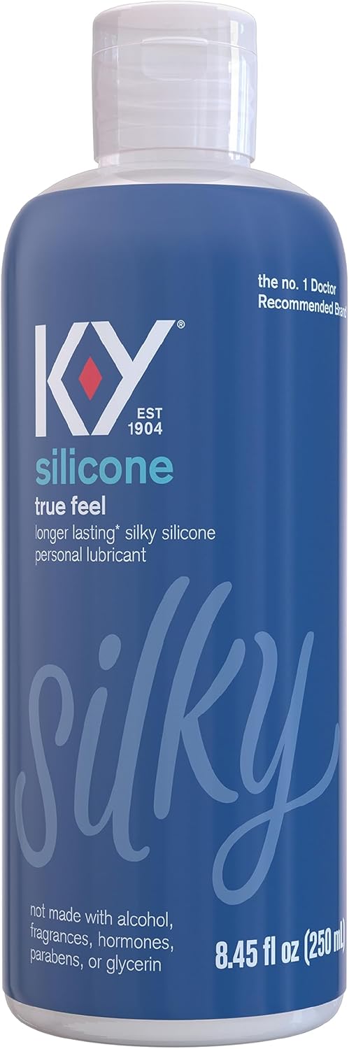 K-Y Silicone Lube True Feel, Silicone Based Personal Lubricant Helps Relieve Discomfort, 8.45 Fl Oz