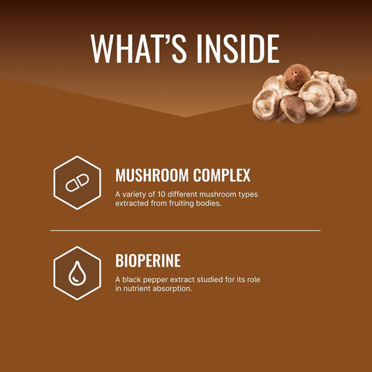 Approved Science Mushroom Complex - Support The Immune System And Cognitive Function - With Lion’S Mane, Chaga, Reishi, Turkey Tail, Shiitake, Oyster, And More - 6 Month Supply - Vegan